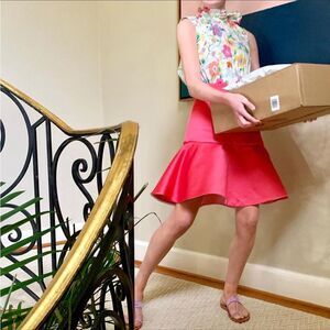 Tish Cox Limited Edition Floral Pink Sleeveless Fit and Flare Dress Medium